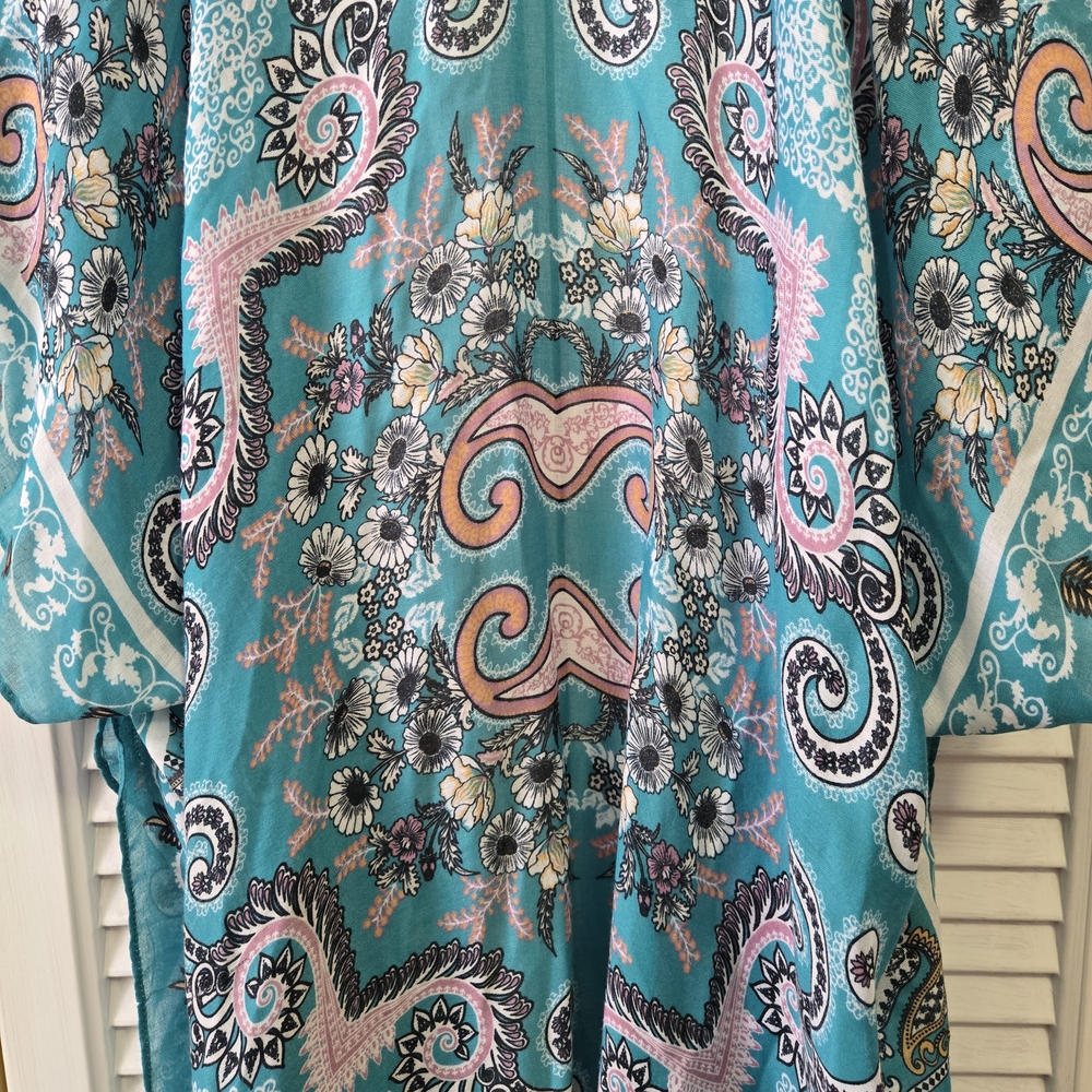 Teal Paisley Floral Kimono